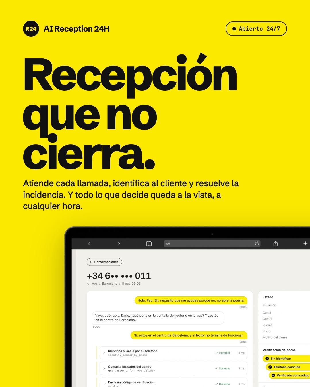Panel de conversaciones de un agente de IA
