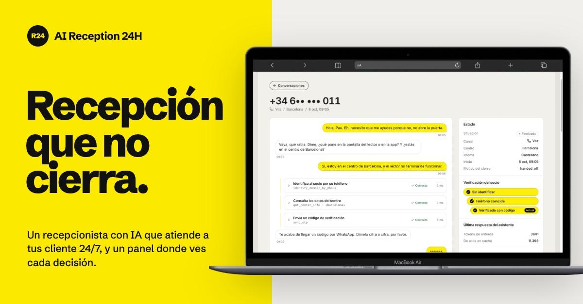 Recepcionista con IA que atiende 24 horas y abre puertas por API